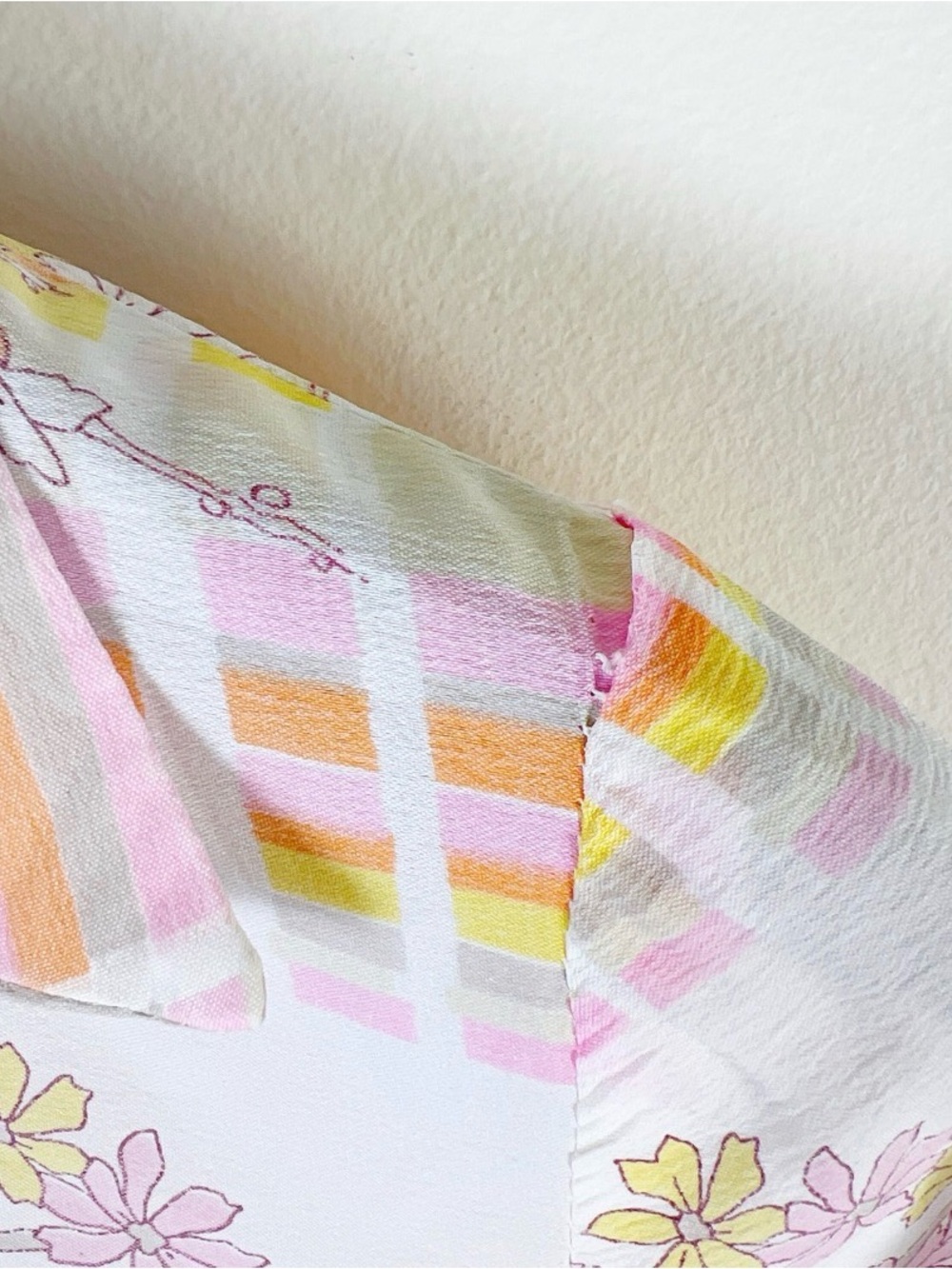 Vintage 70s Pink and Yellow Midi Shirt Dress - Picture 7 of 7